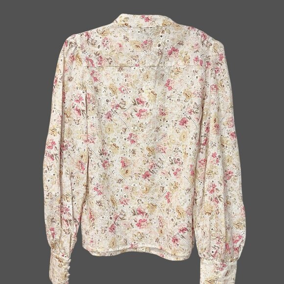 NWT Bardot Button Floral Eyelet Top Large Cottage Embroidered‎ Garden Victorian - Picture 2 of 12